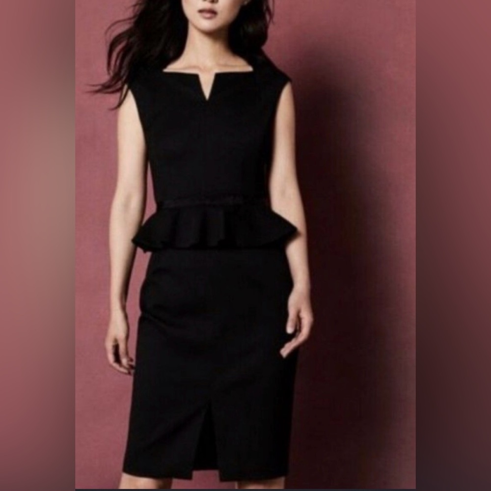 Ted Baker “Nadead” Textured Peplum Dress | Black | Size 0